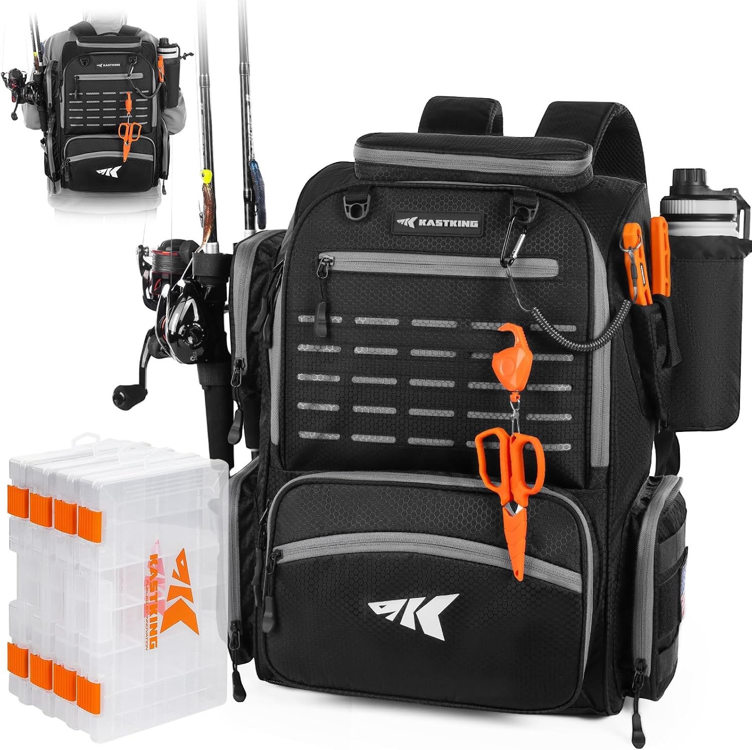 Outdoor Adventure Images - Mochila de Pesca Impermeável com Suportes