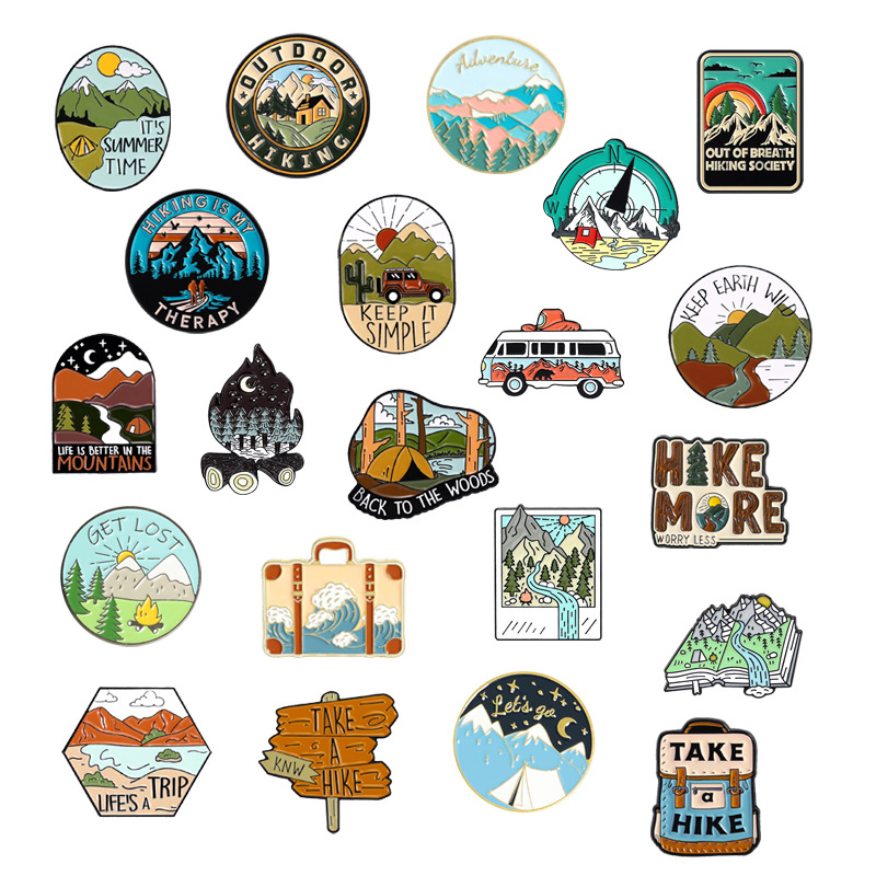 Outdoor Adventure Outfit - Conjunto de Broches Temáticos para Caminhadas